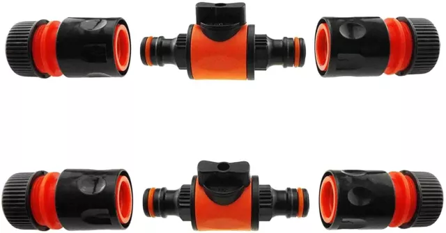 Pack of 2 Quick-Release in-line shut-off valve for garden hose pipe, two pack