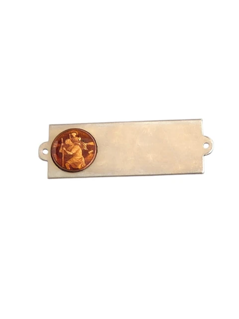 Plaque De Bracelet Saint Christophe émaillée Vintage - Protection Des Voyageurs