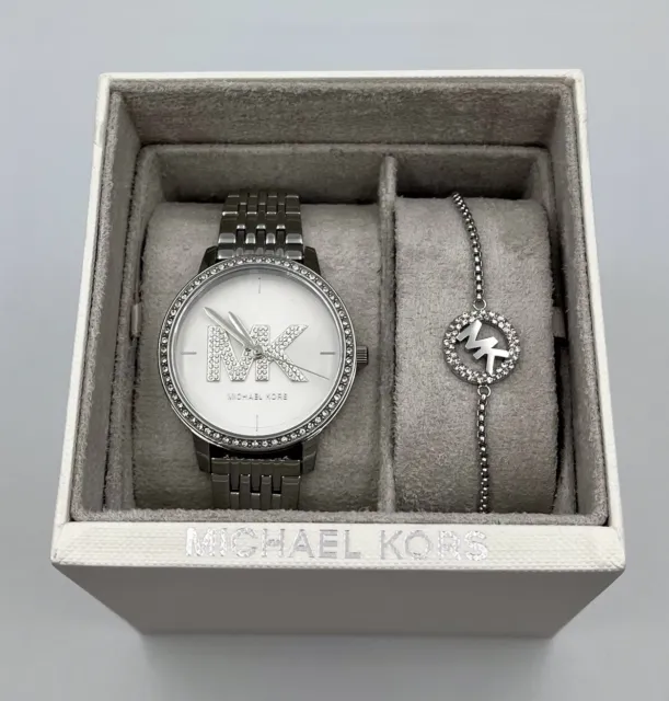 Michael Kors MK1055SET Damen Armbanduhr Silber Edelstahl 41mm Quarz