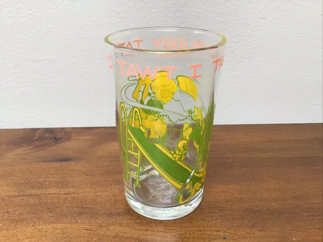 Vintage TWEETY BIRD "I Tawt I Taw a Puddy Tat" Juice Glass WARNER BROS 1974