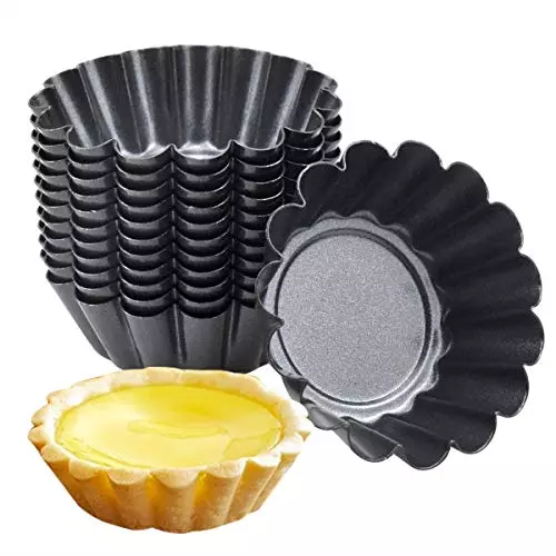 Egg Tart Mold 12 Packs Mini Carbon Steel Cake Muffin Moulds Tins Pans.·