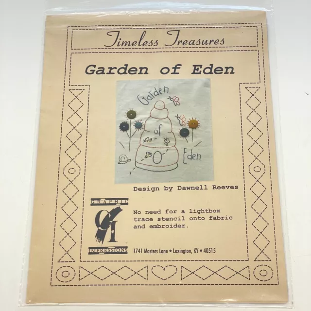 Timeless Treasures Stitchery Quilt Embroidery Sewing Template Garden of Eden