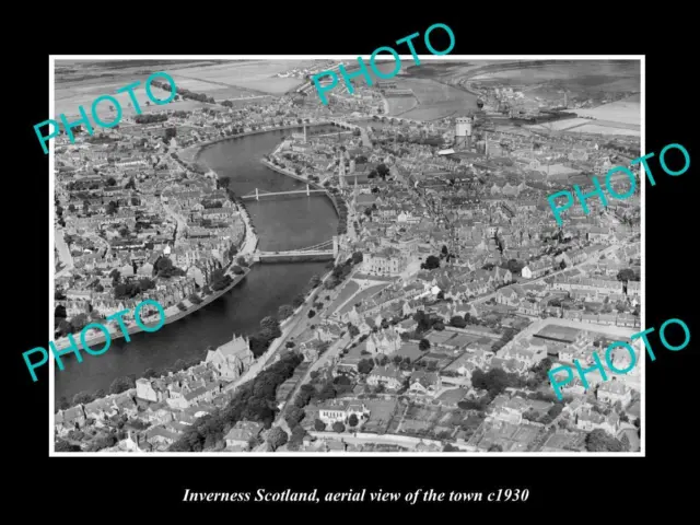 OLD LARGE HISTORIC PHOTO OF INVERNESS SCOTLAND AERIAL VIEW OF THE TOWN c1930 3