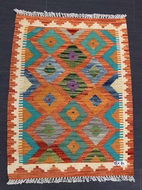 Afghan/Turkish Aztec Kilim Rug, Door Mat Rug, Hand Woven Wool Rug, size 83x64 CM