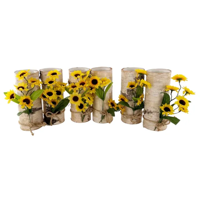 6x flameless flickering candles Centerpiece Wedding Sunflower DIY Birch Party
