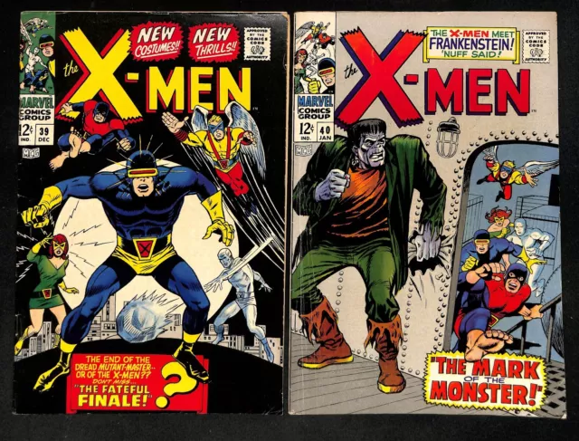 X-Men #39 & #40 - Frankenstein Appearance Marvel Comics 1967 (XO) 96 Silver Age