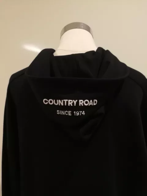 Country Road Teen Unisex Black Logo Zip Up Jacket Size 16 / Women Xs Bnwt $79.95