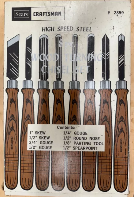 Craftsman SEARS USA 🇺🇸 2859 8pc Wood Turning Chisel Set Lathe w/ Box - !