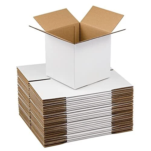 SUNLPH White Shipping Boxes 6x6x6 Inches Small Corrugated Cardboard Boxes 25 ...