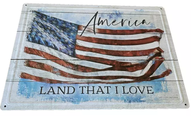 12" x 17" OLD GLORY US FLAG AMERICA LAND THAT I LOVE METAL SIGN NEW SHIPS FREE!