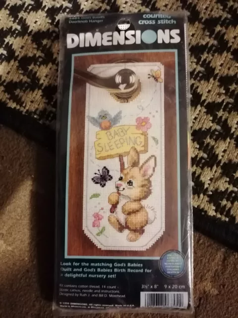 Dimensions Counted Cross Stitch Kit 6804 God's Babies Doorknob Hanger NEW