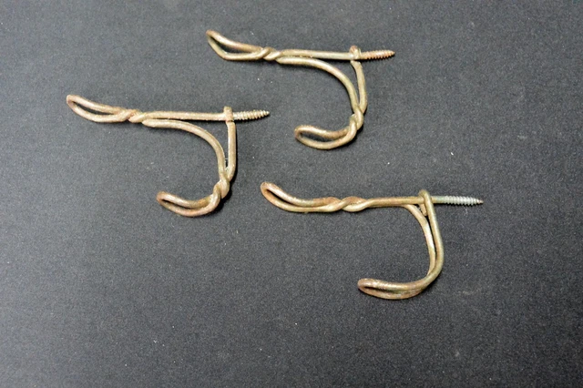 Vintage Bent  Wire Coat or Hat Hooks; Threaded Ends; x6; Salvage 3