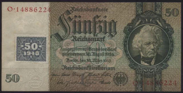 SBZ, KUPONAUSGABE Währungsreform 1948: 50 DM, 1948 auf 210b, Grabowski SBZ-8b, C