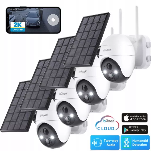 ieGeek Outdoor 3MP Solar Battery Security Camera Home Wireless WiFi PTZ CCTV Lot