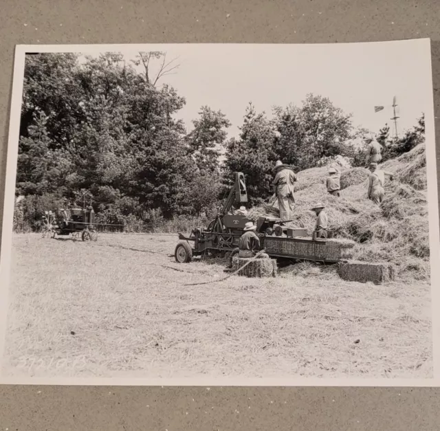 John Deere Tractor And Baler Early Days Hay Farming Vintage Photo Early 1900's 2