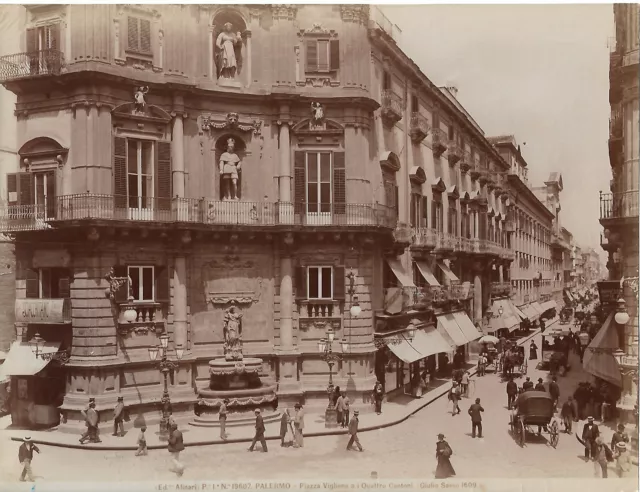 Fotografie, Fratelli Alinari G. Sasso, Palermo, Piazza Vigliena, #19607, ca 1910