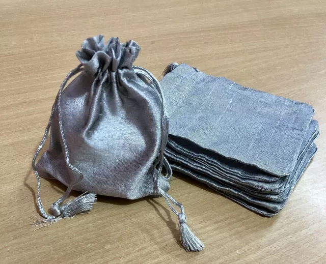 Bolsa de joyería de seda cruda de 10 piezas, bolsa con cordón de borlas,...