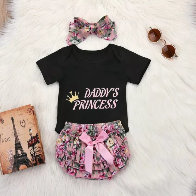 US Newborn Kids Baby Girl Outfits Clothes Romper Bodysuit+Tutu Pants Dress Set