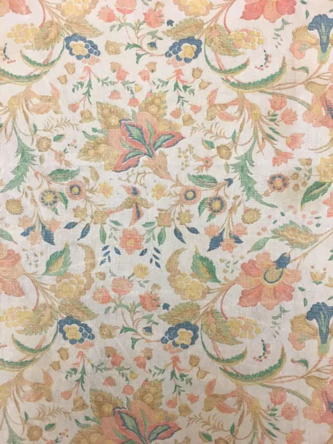Antique Beautiful French Exotic Linen Floral Print 1930s (9993)