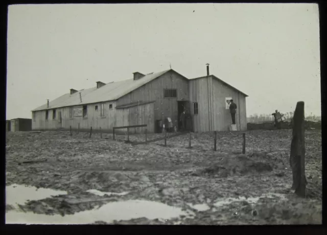 Glass Magic Lantern Slide UNIDENTIFIED YMCA HUT WW1 PHOTO