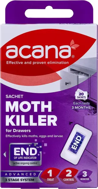 20 Acna Moth Killer Freshener Sachets Wardrobes Drawer Treat Control Monitor