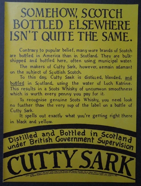 1978 CUTTY SARK Magazine Ad - Scotch Bottled Elsewhere Isn't The Same.