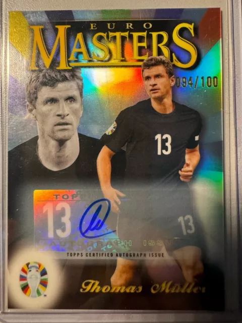 Topps Finest Road to UEFA Euro 2024 Euro Masters Thomas Müller Autograph 094/100