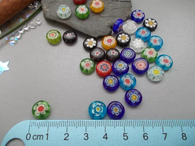 Beautiful Millefiori Flower Glass Beads, 10mm, Chose amount, mixed colours