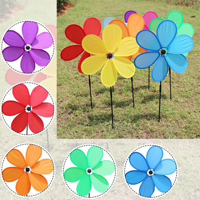 Moulin à Vent Décoratif Tournesol 70 Cm - Décoration Jardin Et Balcon Colorée Pour Enfants