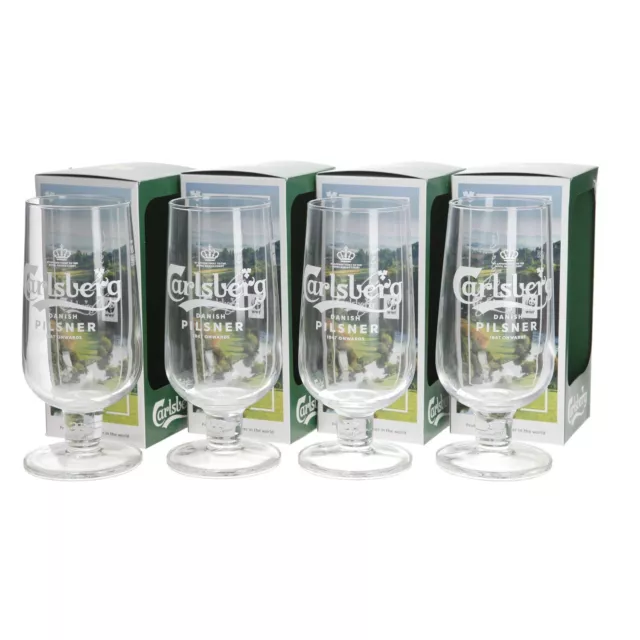 4 x Carlsberg Pilsner größere Pint Kelchgläser brandneu 20oz. Männerhöhle. Bar