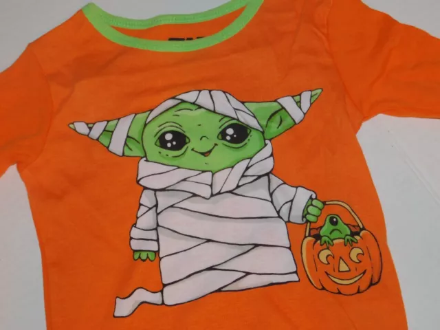 Girls Boys Pajama Set Size 6 Baby Yoda Halloween Orange Two Piece Long Sleeve