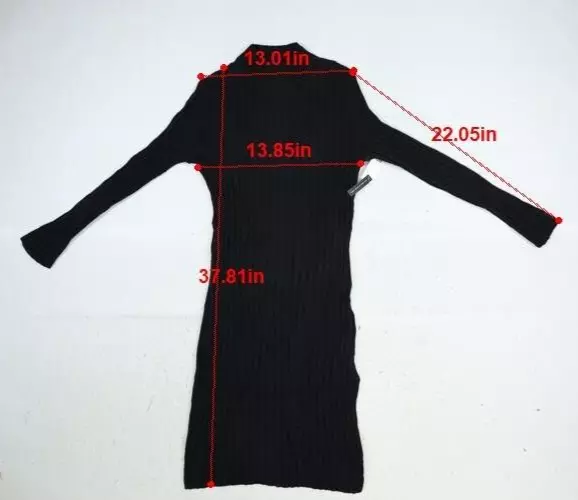 BP Womens Black Mock Neck Side Slit Ribbed Knit Long Sleeve Sweater Dress S 2