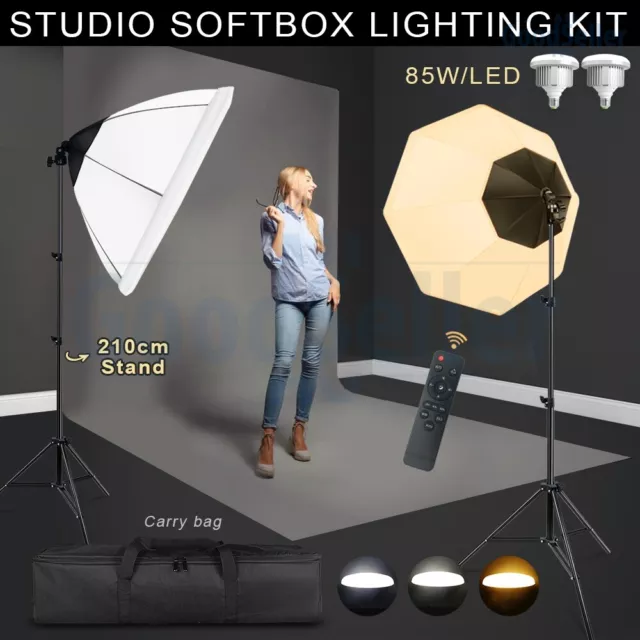 Studio Octagonal Dimmable LED Softbox Lighting Stand Photography Soft Box Kit