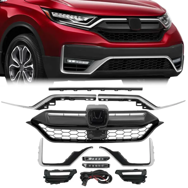 For 2020-2022 Honda CRV Front Grille Headlight Trim Fog Light Bracket Set 11pcs