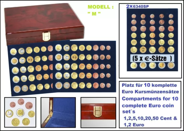 Madera de Raíz Caja de Monedas Juegos-de-monedas-euro Safe 5792M 10x 1 Céntimos