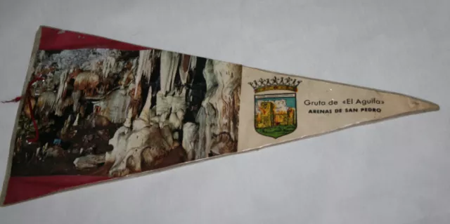 Antiguo Banderin De La Gruta De El Aguila, Arenas De San Pedro, Escudo Y Mapa