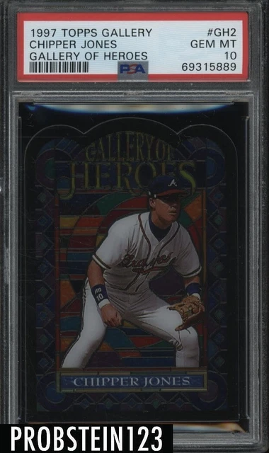 1997 Topps Gallery of Heroes Chipper Jones Stained Glass SSP PSA 10 GEM MINT