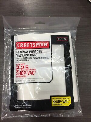 Craftsman 938774 32" L x 8 in. W Wet/Dry Vac Filter Bag 2 to 2-1/2 gal. 1 pc.
