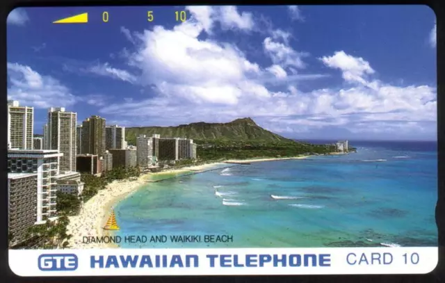 10u Diamond Head and Waikiki Beach (Silver Back) Phone Card