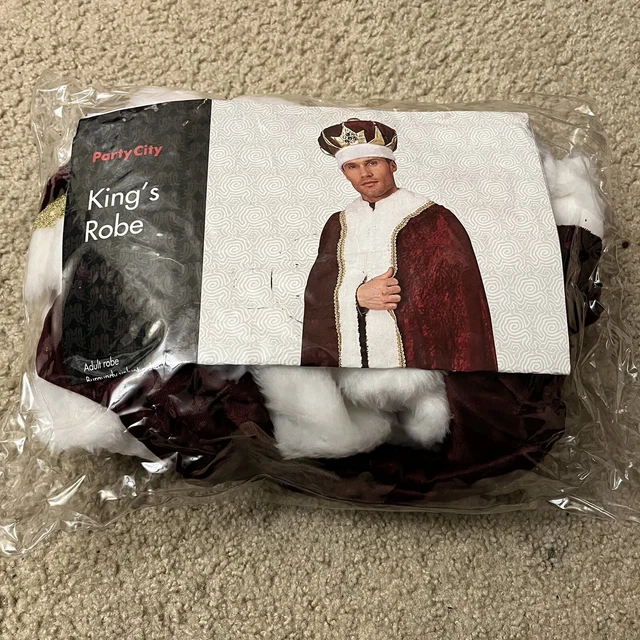 Party City King’s Robe burgundy Adult Costume One Size Fits All Men