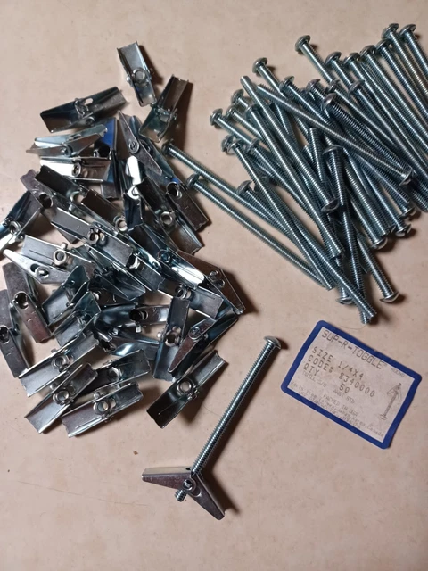 35 NOS SUP-R-TOGGLE 1/4" X 4" Spring Wing Toggle Bolt Wallboard Drywall Anchor