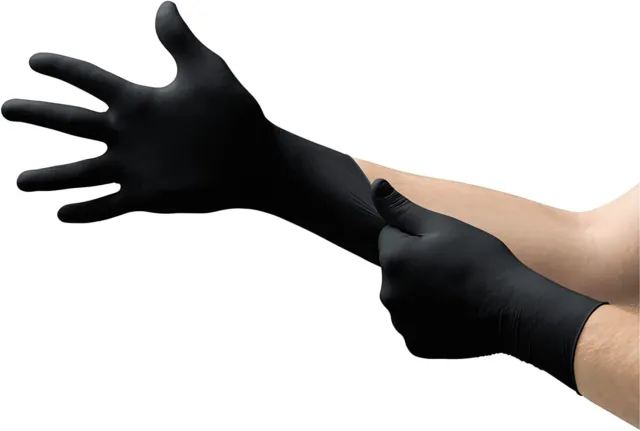 Microflex MK-296 Black Disposable Nitrile Gloves, Latex-Free