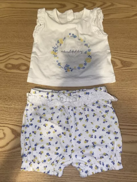 Set T-shirt e pantaloncini neonati blu e giallo matalan floreale