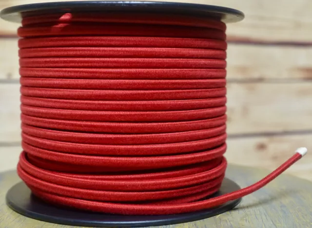 Red 2-Wire Cloth Covered Cord, 18ga. Vintage Style Lamps Antique Lights, Cotton