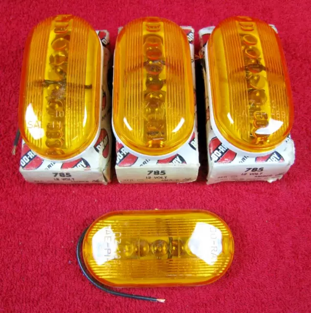 NOS DO-RAY Amber Marker Lights 12 Volt Truck or Trailer 785 Clearance Lot of 4