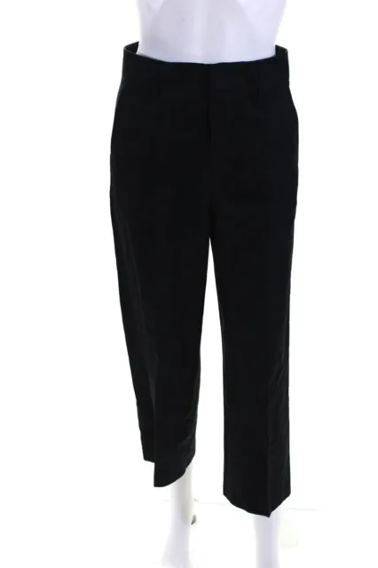 Vince Womens High Rise Flat Front Wide Leg Cropped Dress Pants Black Size 0