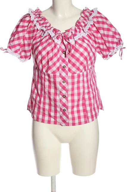 Camicia folcloristica Brandl Tracht donna taglia DE 38 look casual rosa-bianco