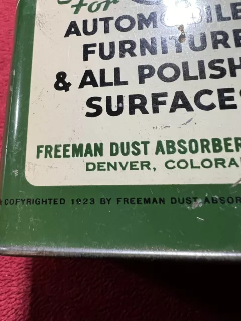 VINTAGE FREEMAN’S DUST Absorber Tin with Original Cloth for Car, Auto ...