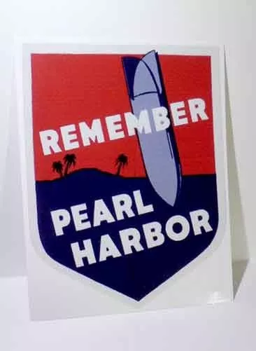 Remember Pearl Harbor Hawaii, Vintage Style WWII Travel Decal, Vinyl Sticker