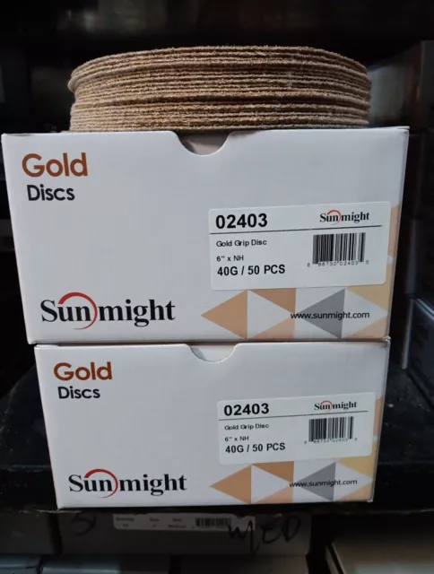 Sunmight Gold Hook it 6" DA Abrasive Automotive Sandpaper 80-1200Grit 50/Box